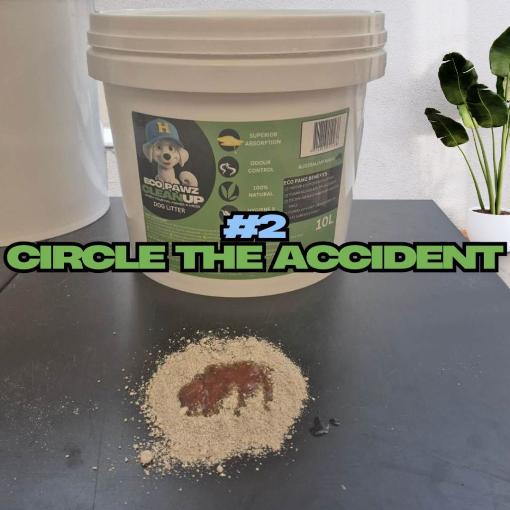 Sprinkling Eco Pawz CleanUp® odour control powder over pet turf to absorb dog urine and neutralise ammonia smells naturally