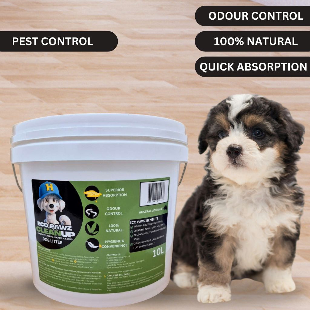 10L Eco Pawz CleanUp® tub — never run out of dog odour and mess control again. Compact, mess-free, and ready to tackle multiple accidents. Convenience meets power in this Aussie-made value pack that pet owners can’t get enough of.