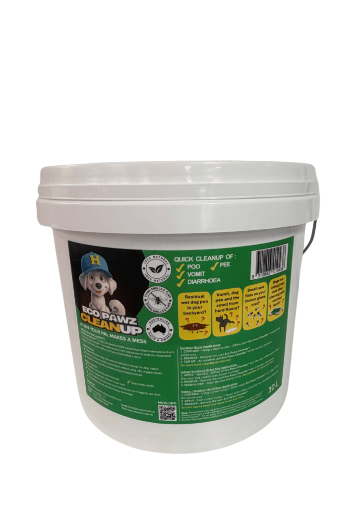 Eco Pawz CleanUp® 10L tub natural adsorbent powder for dog urine odour and ammonia smell control